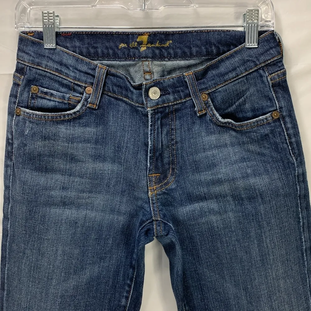 7 For All Mankind Mid Rise Boot Cut Medium Wash Jeans Size 27 - Image 3