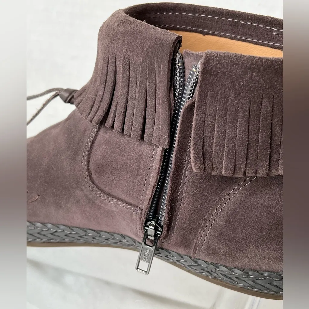 UGG  Kennadi Taupe/Gray Suede Fringe Booties, Women’s 9 - Image 5