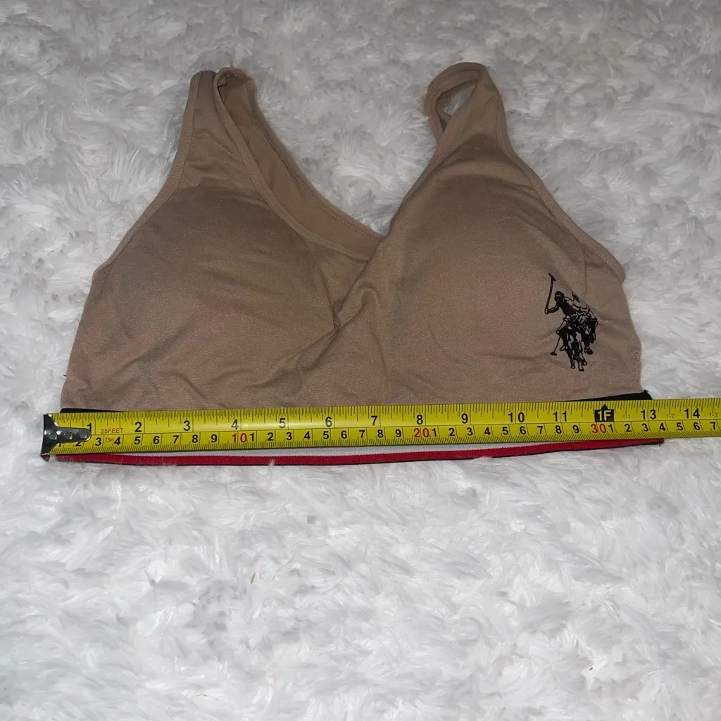 U.S. Polo Assn. tan red blue logo sports bra - Image 3
