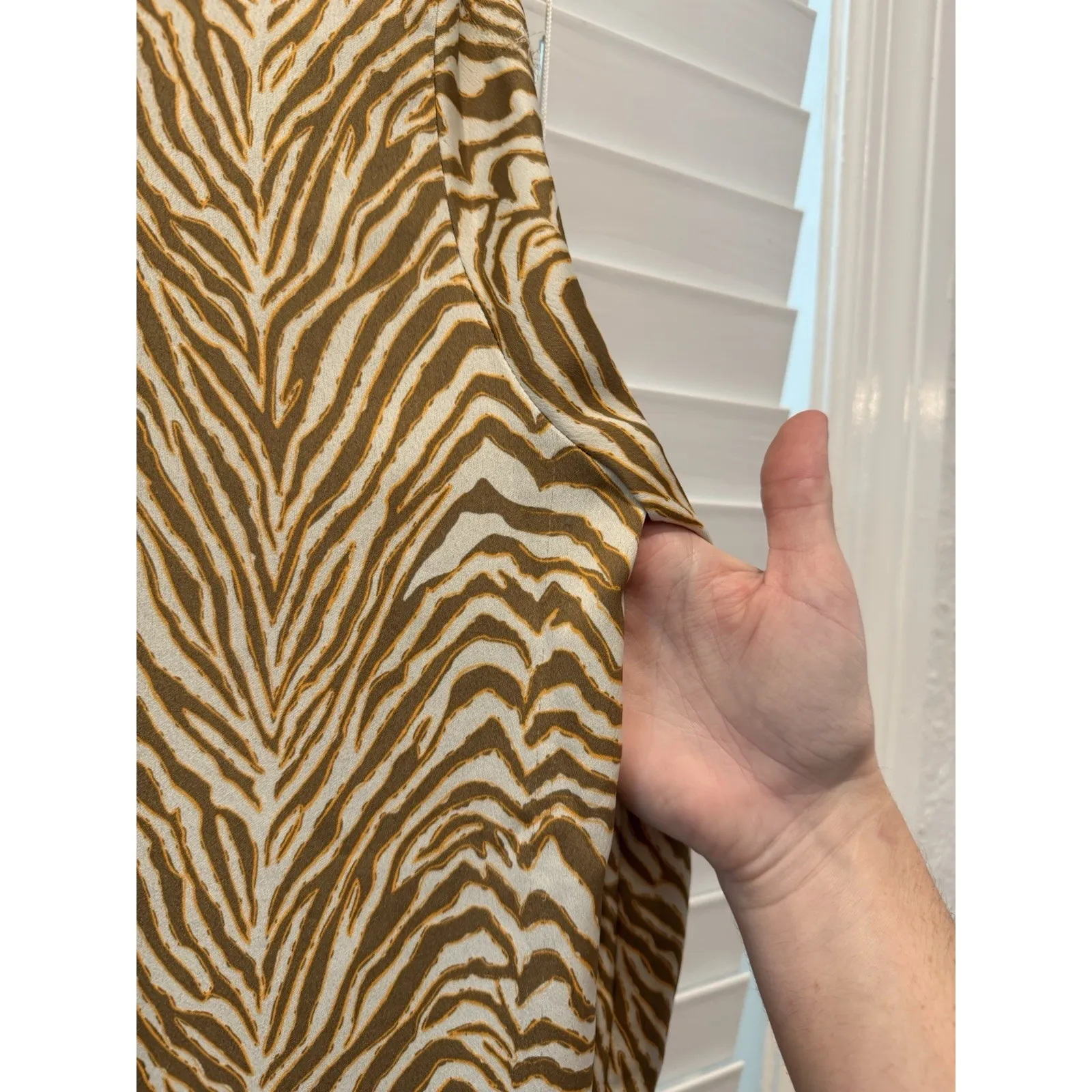 NEW Norr Dress Size‎ XS Animal Zebra Print Quiet Luxury Minimalist Modest Office Tan - Image 16