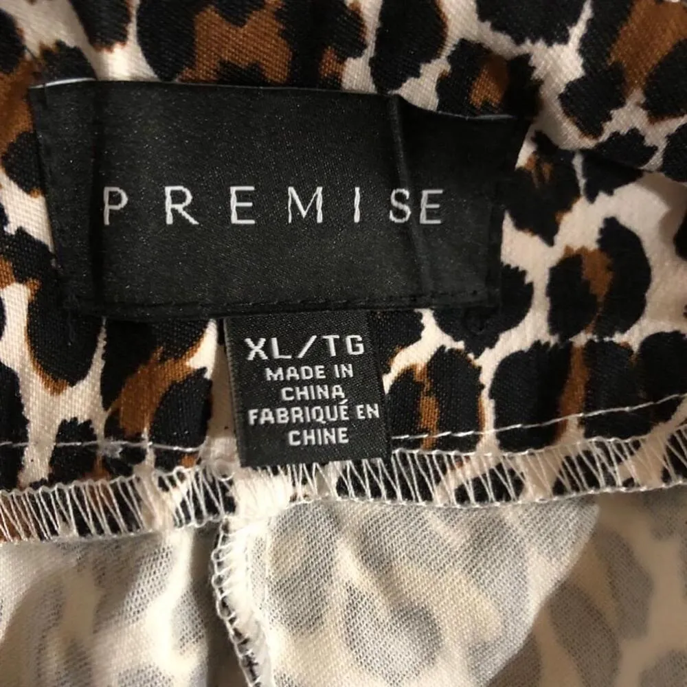 NWT‎ Women's Premise Brown Leopard Print Animal Print Pull On Ankle Pants XL - Image 13