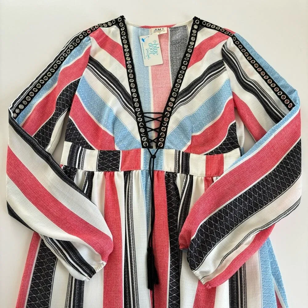 AMT Gypsy Gal Striped Long Sleeve V - Image 3