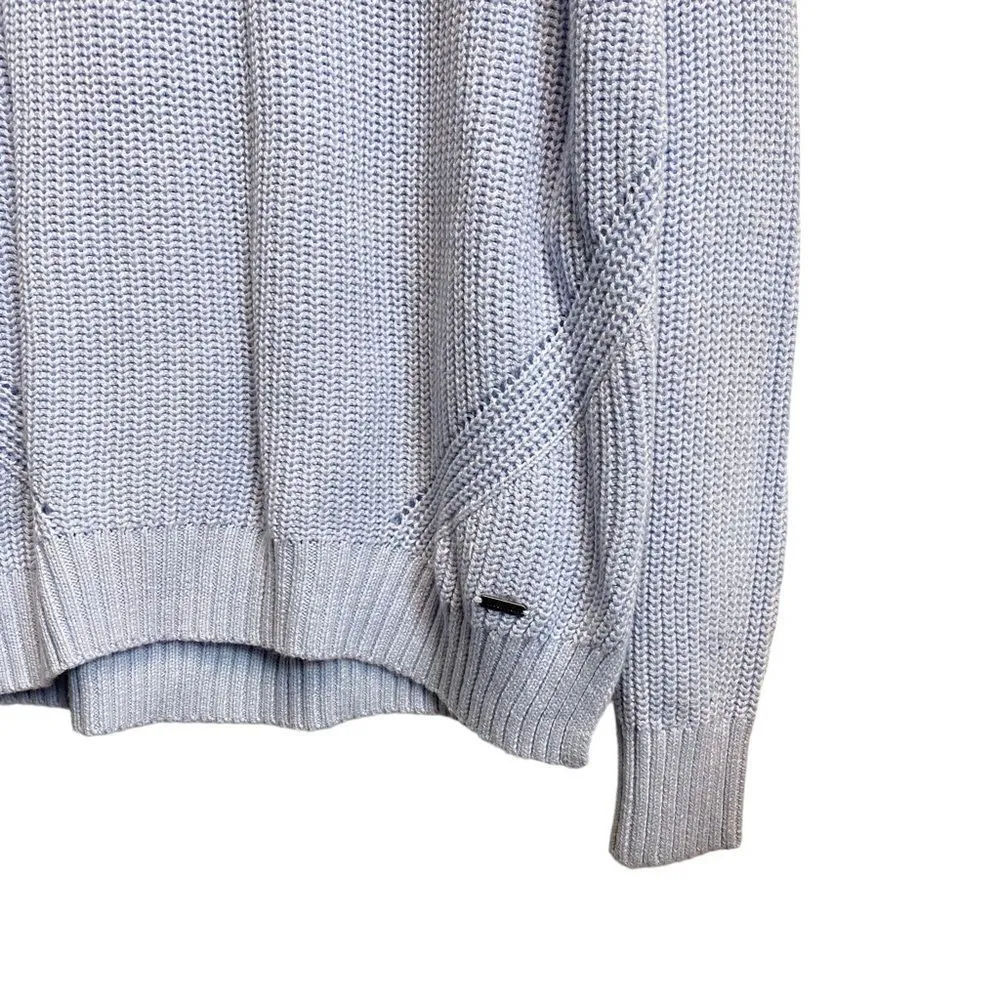 Hollister XS Light Blue Knit Crochet Pullover Crew Neck Sweater - Image 3