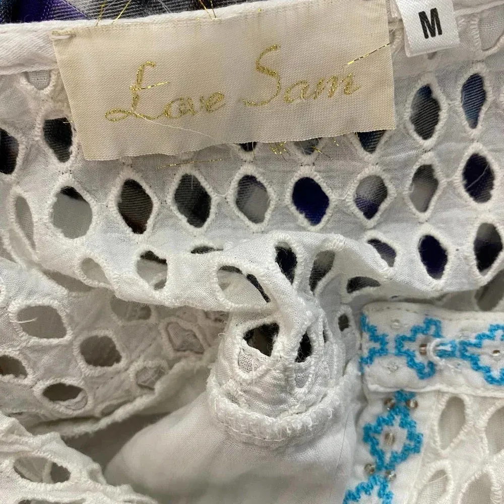Love Sam Abigail Embroidered Peasant Top‎ in White - Image 12