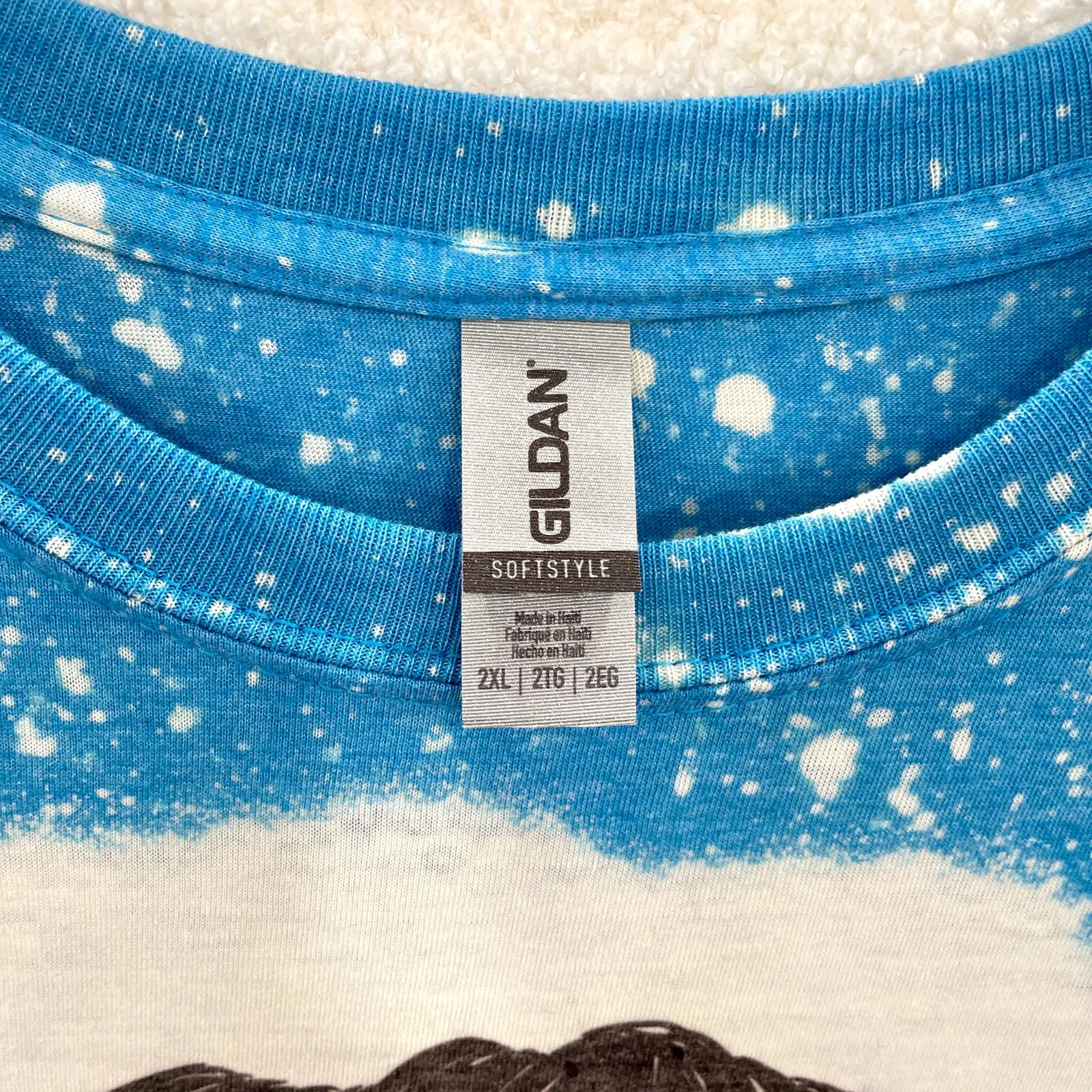 Beach Life Graphic Tee 2XL Blue Bleach Dye Handmade Short Sleeve T Shirt NWOT Size 2X - Image 5