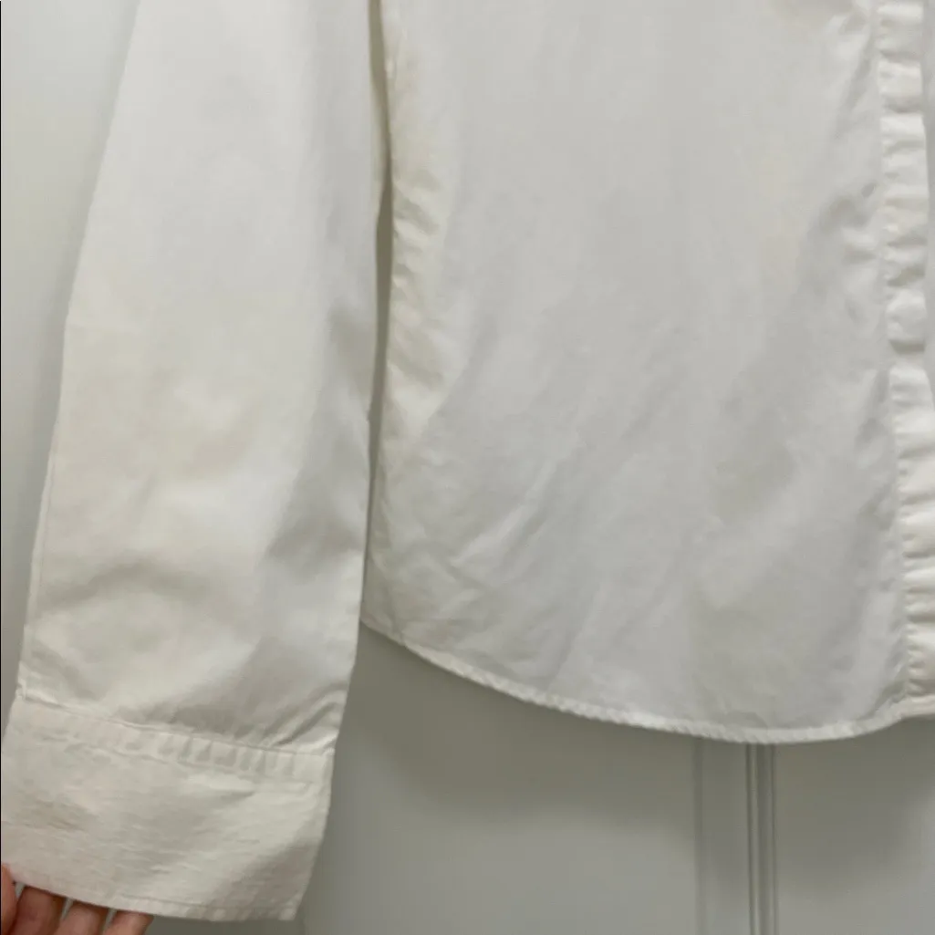 Emporio Armani 100% Cotton White Casual Hidden Button Up Top - Size 8 - Image 4