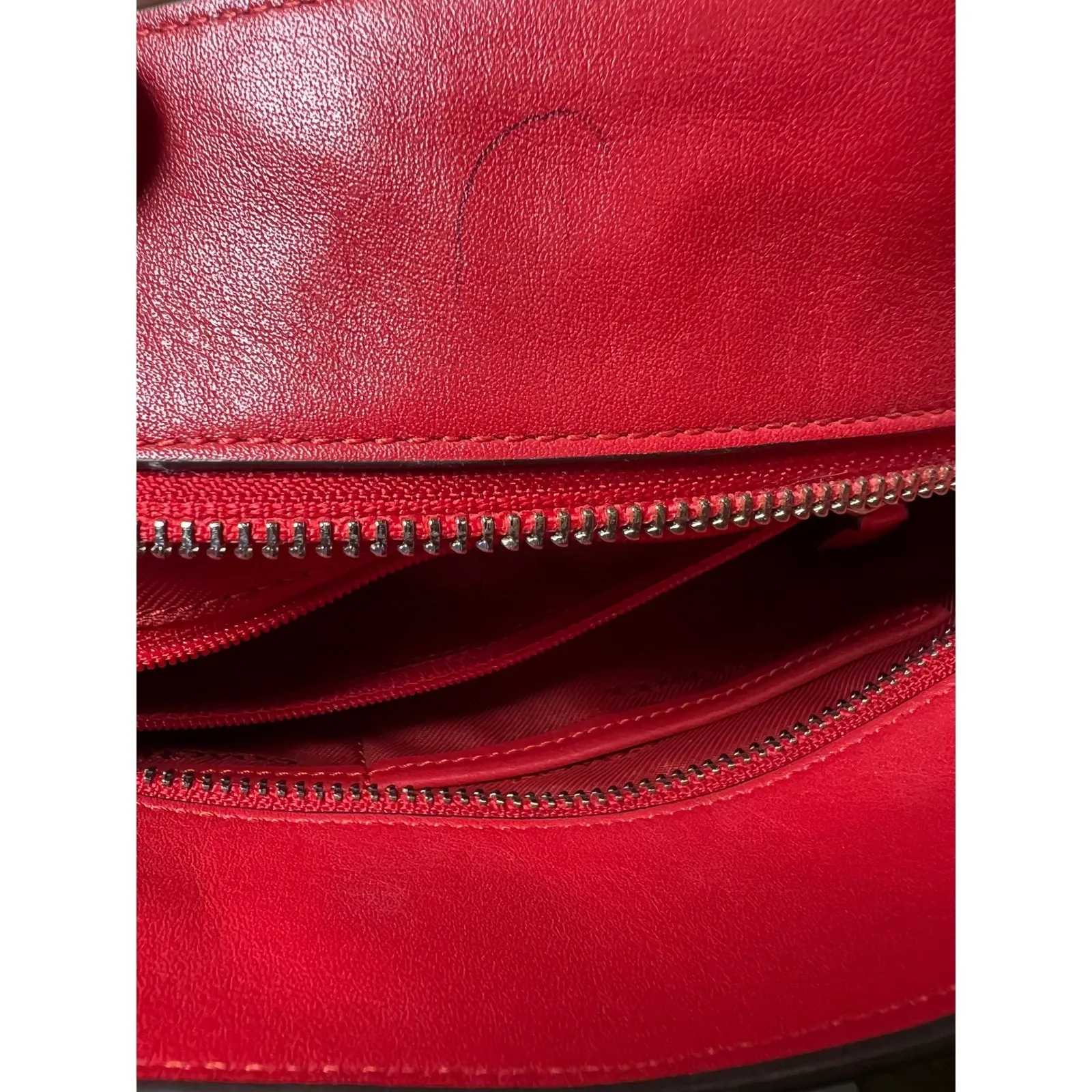 Coach Sophia Chain Tote Bag RED Khaki Signature C Shoulder Laptop Carrier 37118 - Image 9