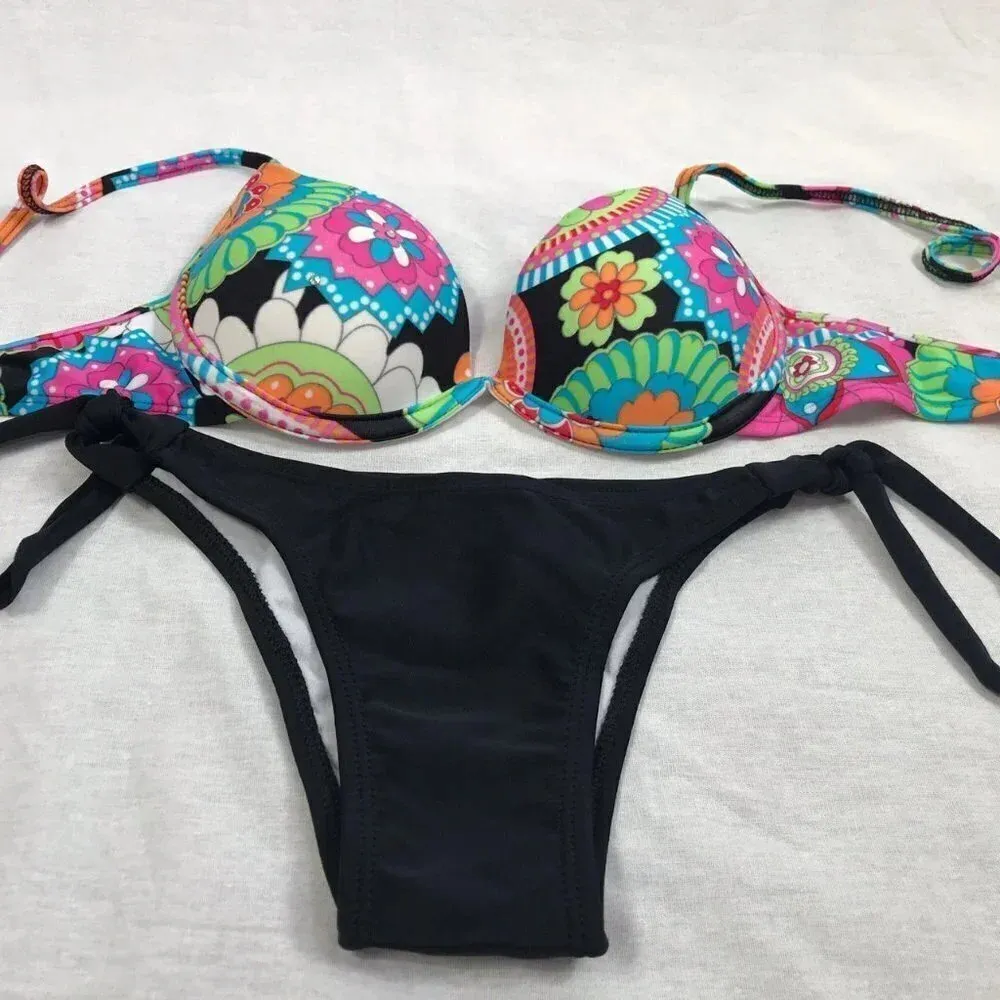 Recco brazilian floral print bikini set NWT Pink Size M - Image 4
