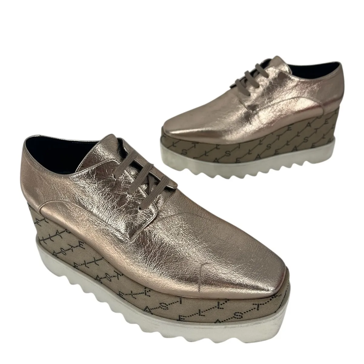 Stella McCartney Rose Gold Elyse Monogram Derbys - Image 3