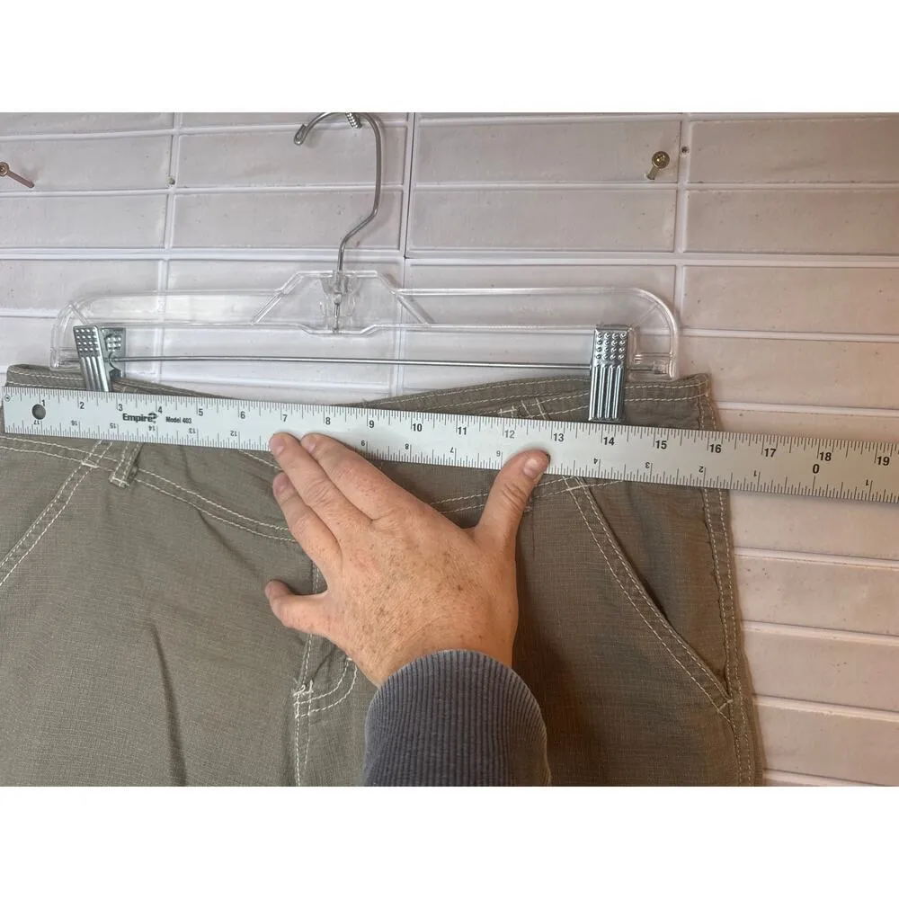 TwoTwentyTwo Capri Pants Size 28 Linen Cotton Blend Adjustable Hem Casual Khaki Orange - Image 6