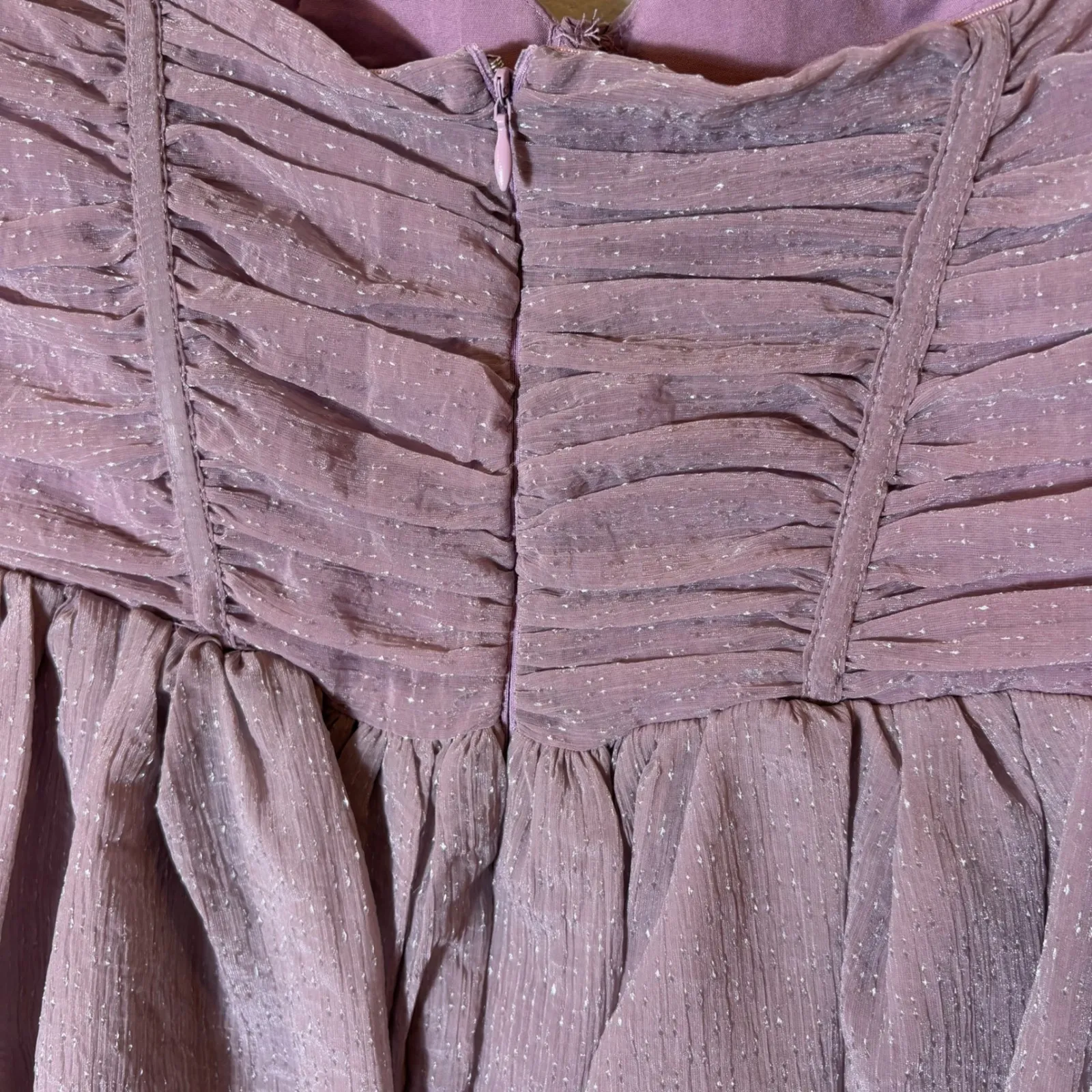 Altar'd State Purple Mini Dress Sparkle‎ Strapless Ruched Party Size Large - Image 5