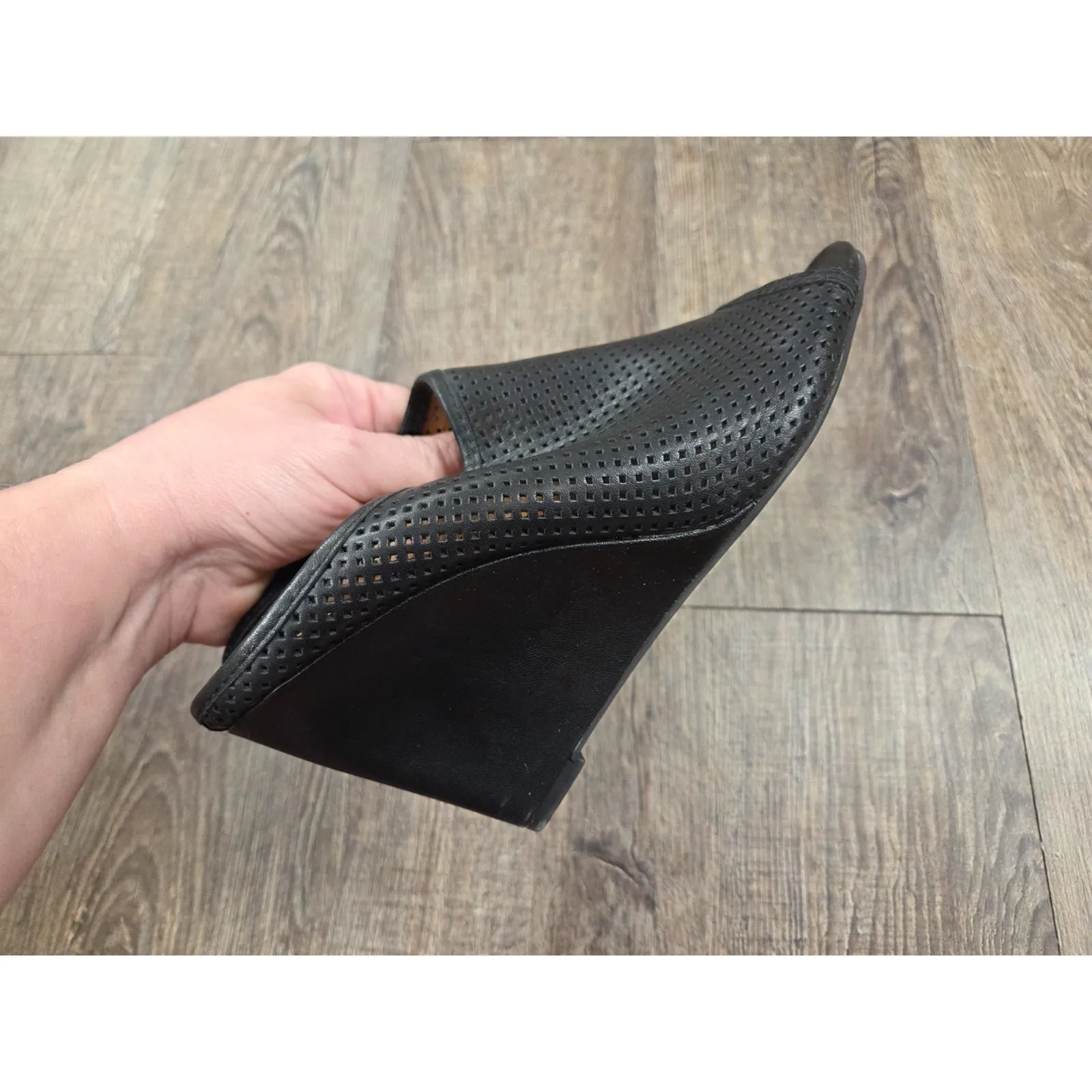 Seychelles Perfect Match Black Suede Leather Mule Wedges Heels Shoes 7 - Image 5