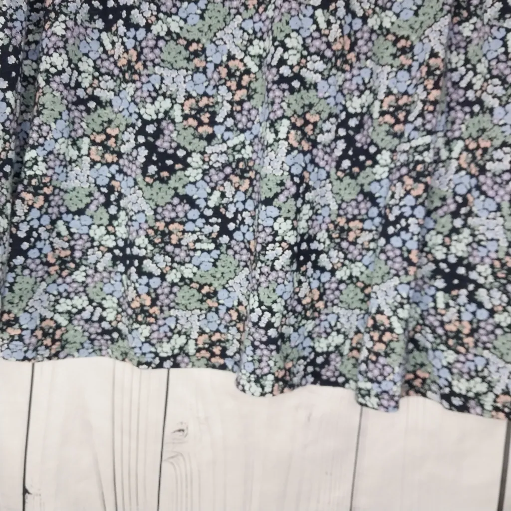 J.Jill Pima Slub Elbow Sleeve Floral Tee 100% Pima Cotton Size 2x Blue - Image 5