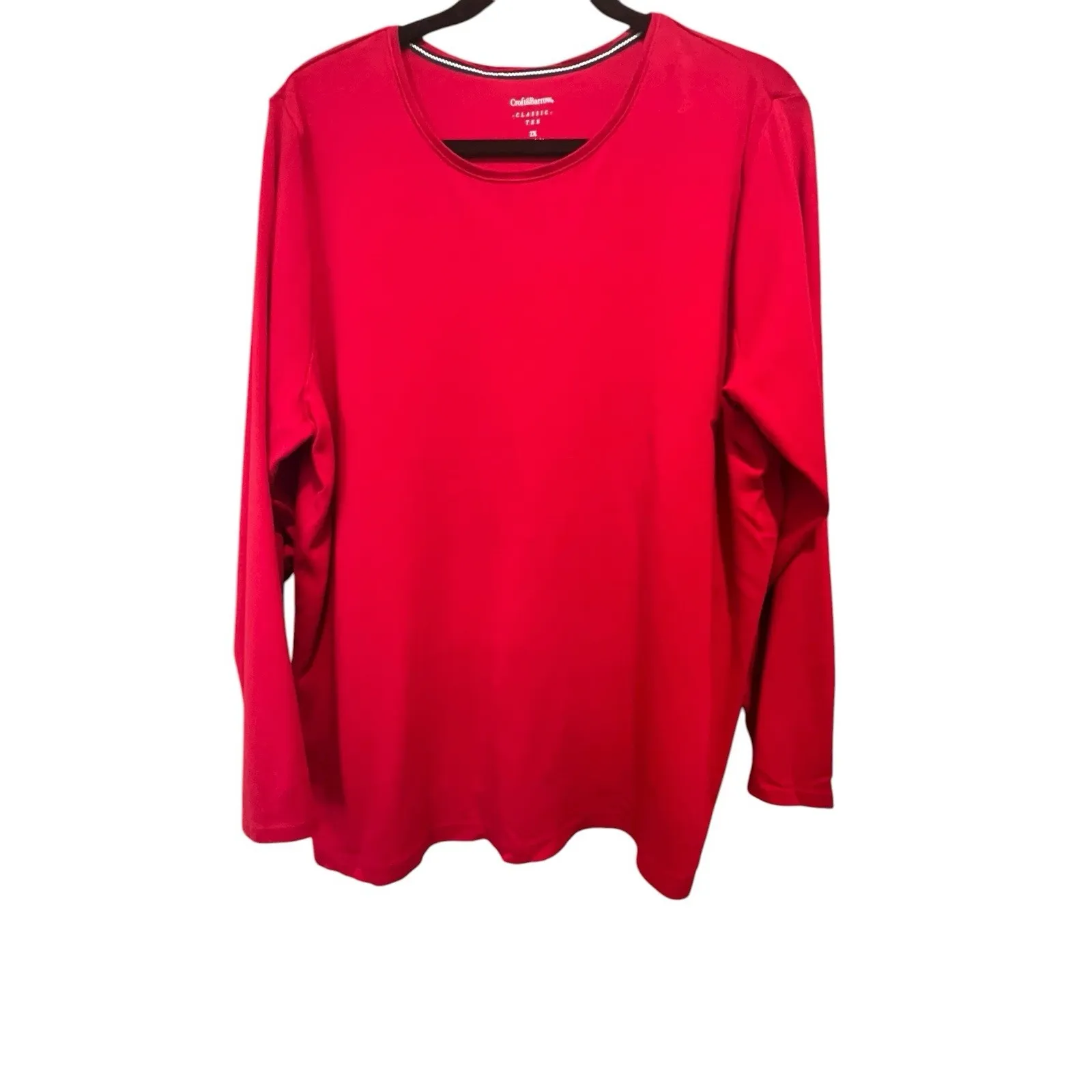 Croft & Barrow Long Sleeve Classic T-Shirt Women 2X Red 100% Cotton‎ Comfy - Image 2