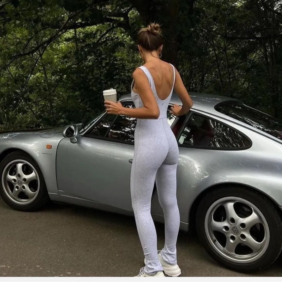 NET WeWoreWhat Heather Jumpsuit Henley Flare Leg Lounge Bodysuit Size Medium - Image 3