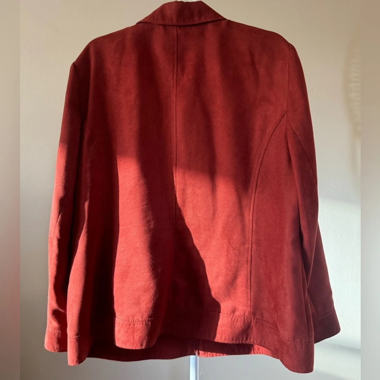 Vintage Red Orange Vegan Suede Jacket - Image 3