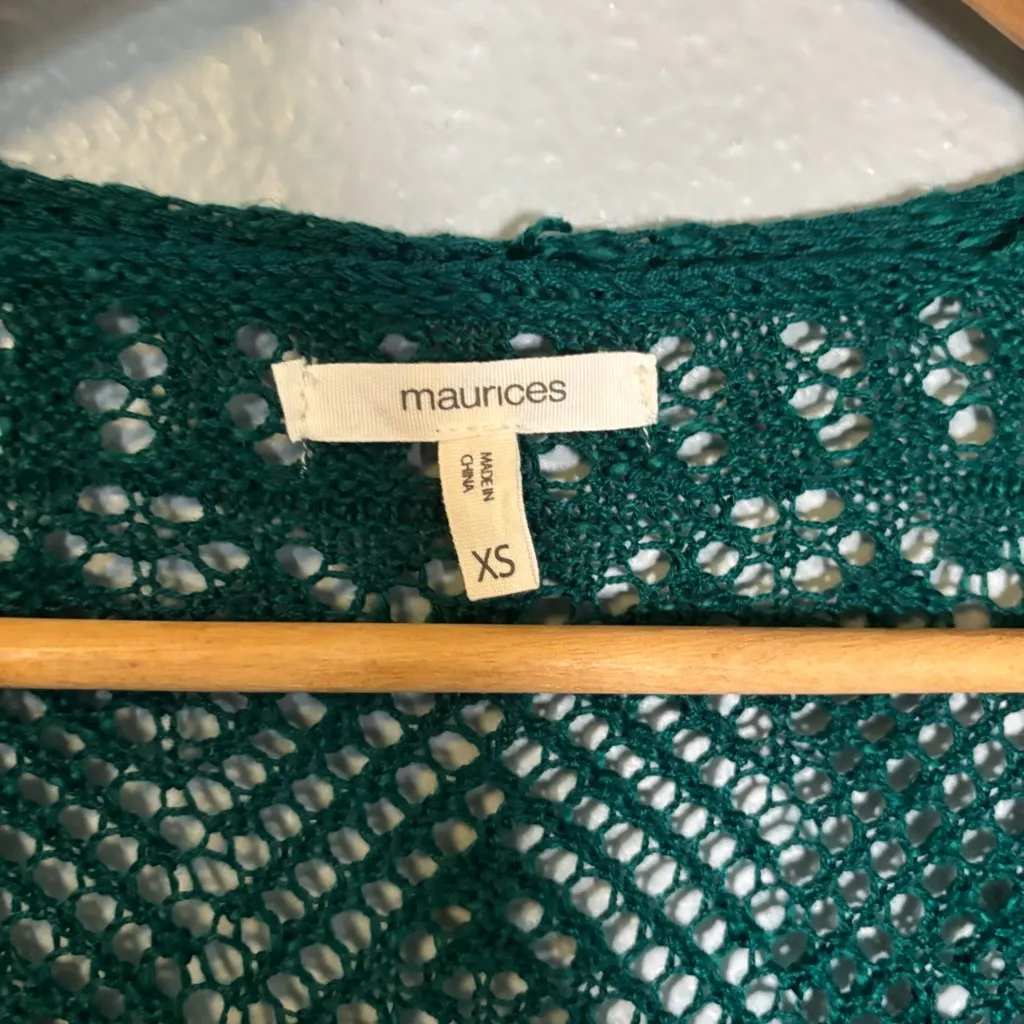 Maurices Women’s Pointelle Open‎ Stitch Cardigan Emerald Green - Image 3