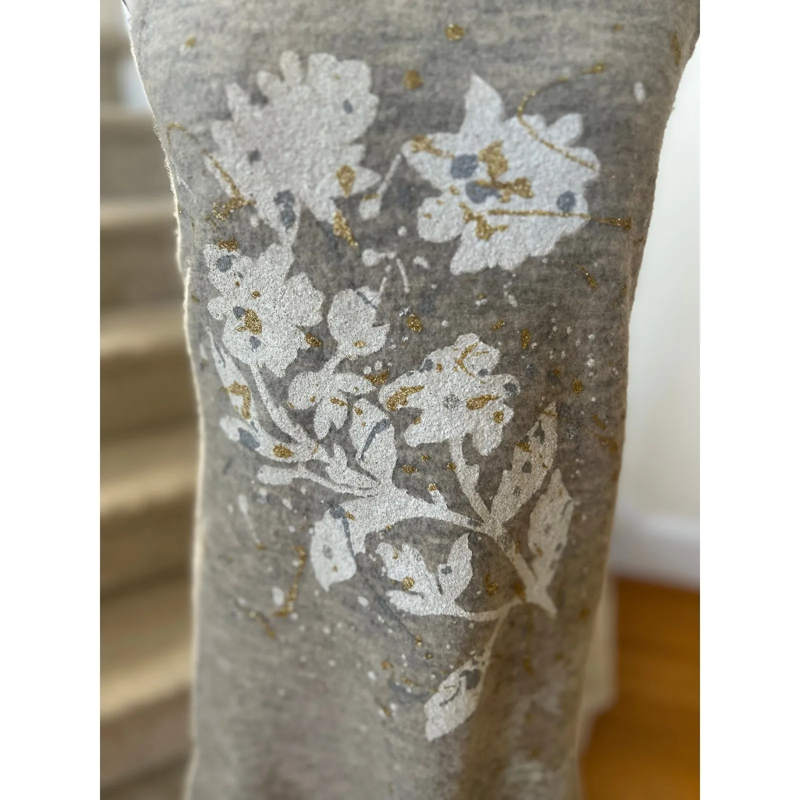 Vintage Anthropologie Knitted Knotted Grey Wool Shift Floral Sweater Dress Twee Gray Size XS - Image 6