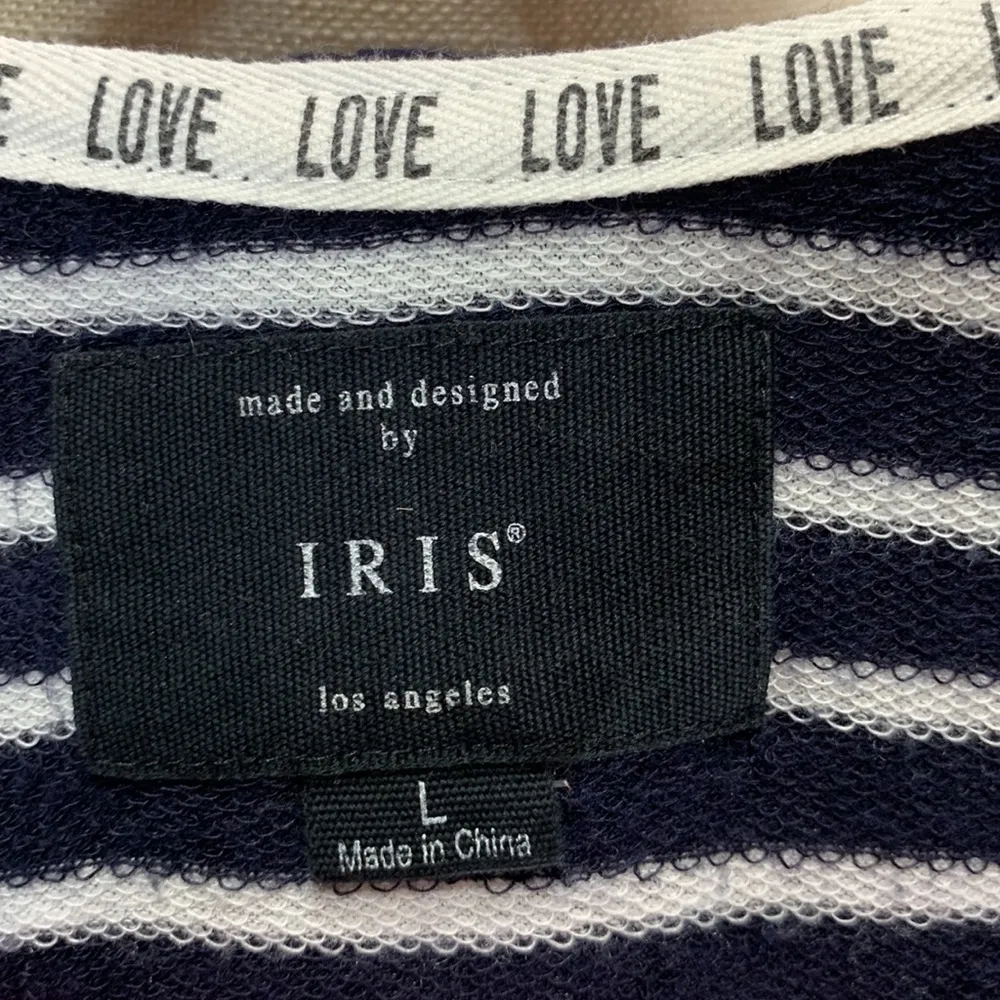 Iris Full Zip Navy Blue and White Striped Hoodie Size L - Image 6