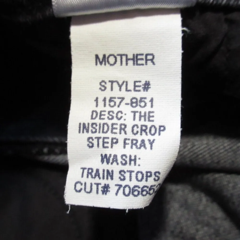 NWT Mother Insider Crop Step Fray in Train Stops Mineral Wash Stretch Jeans 31 Black - Image 5
