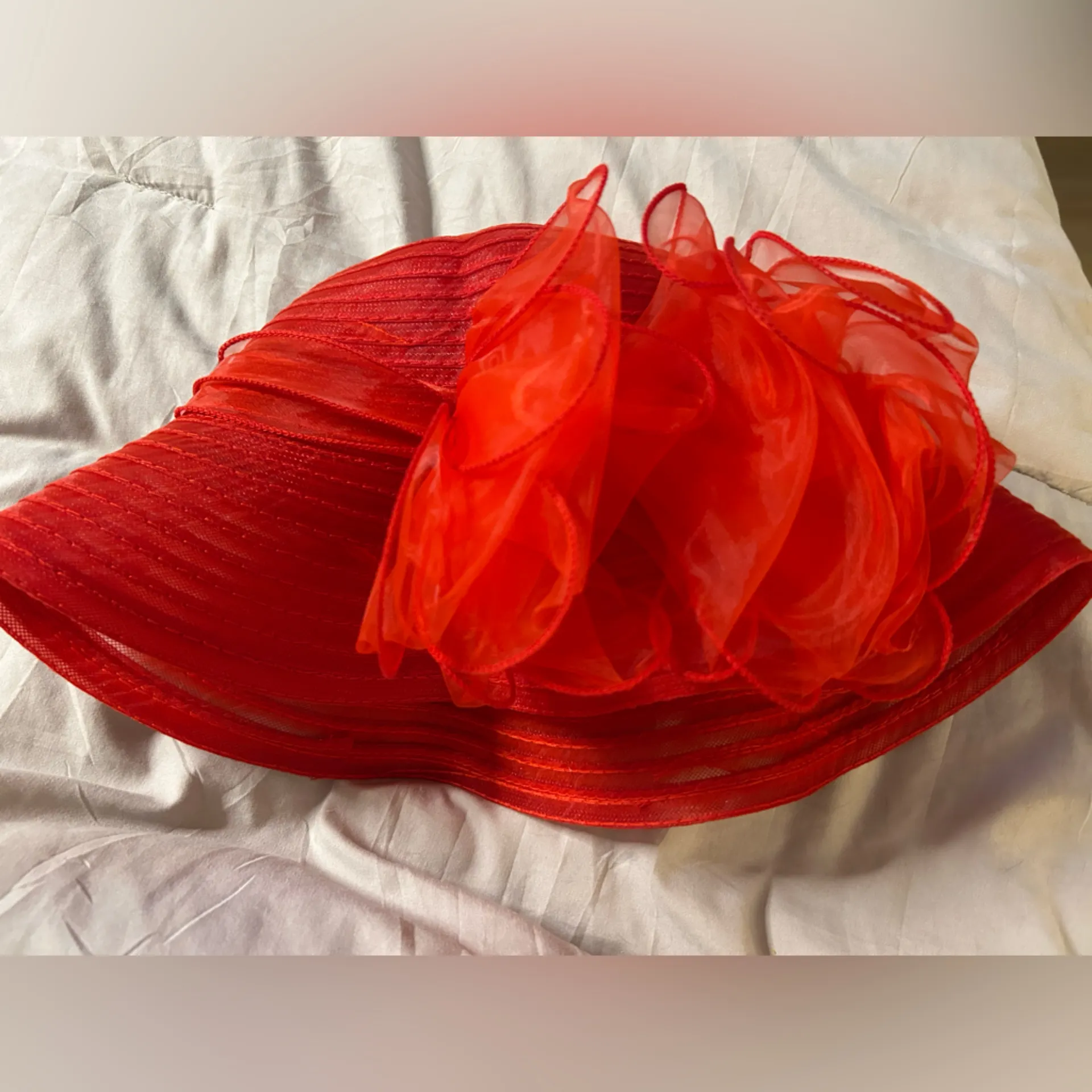 NEW Lady Derby Dress Church Cloche Hat Bow Bucket Wedding Bowler Hats Red - Image 3