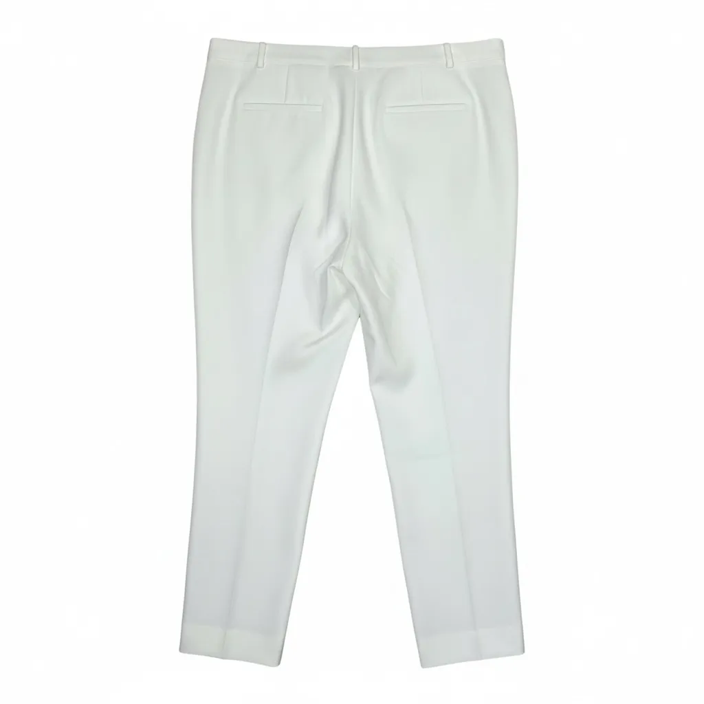 DONNA KARAN White Flat Front Pants Size 14 Slacks Trousers Lined Straight Leg - Image 2