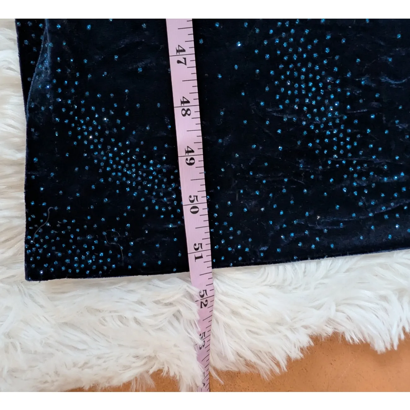 Vintage Y2K L.A. Glo Blue Velvet Maxi Dress – Open Back Tie, Glitter Dot - Image 8