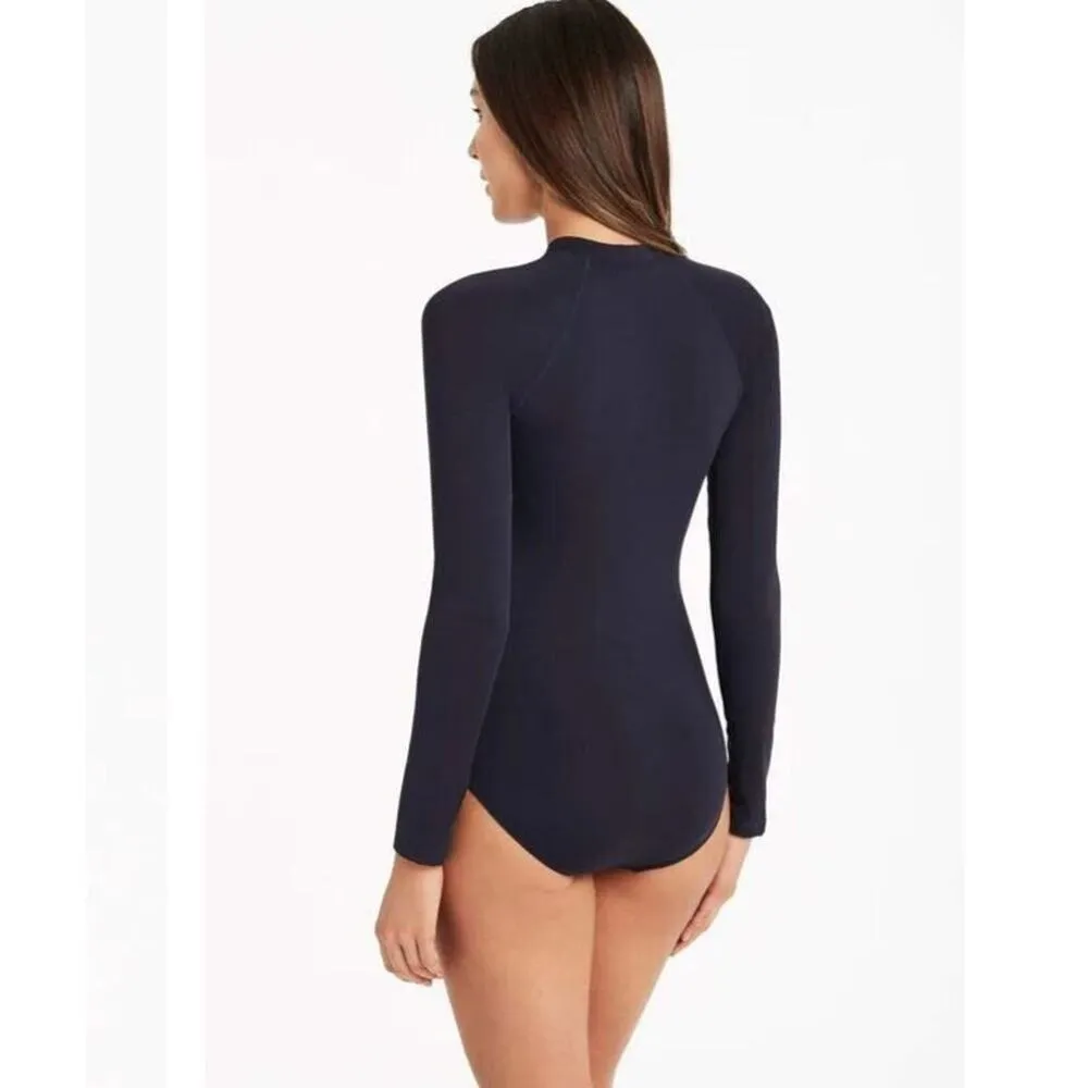 NEW Sea Level Australia Sz 10 Eco Essentials Long Sleeve One Piece Swimsuit Blue - Image 4