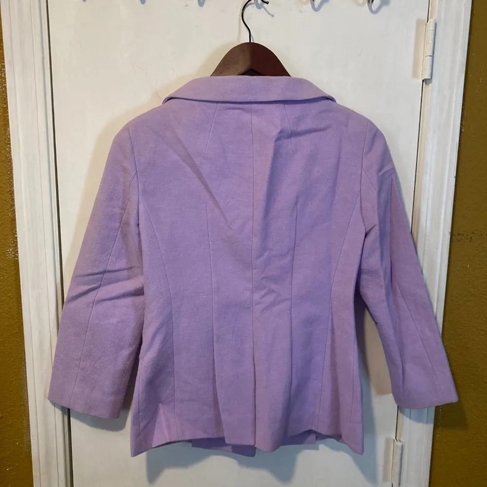 Jil Sander women's size 36 IT violet silk lined buttoned soft crop blazer jacket - Image 4