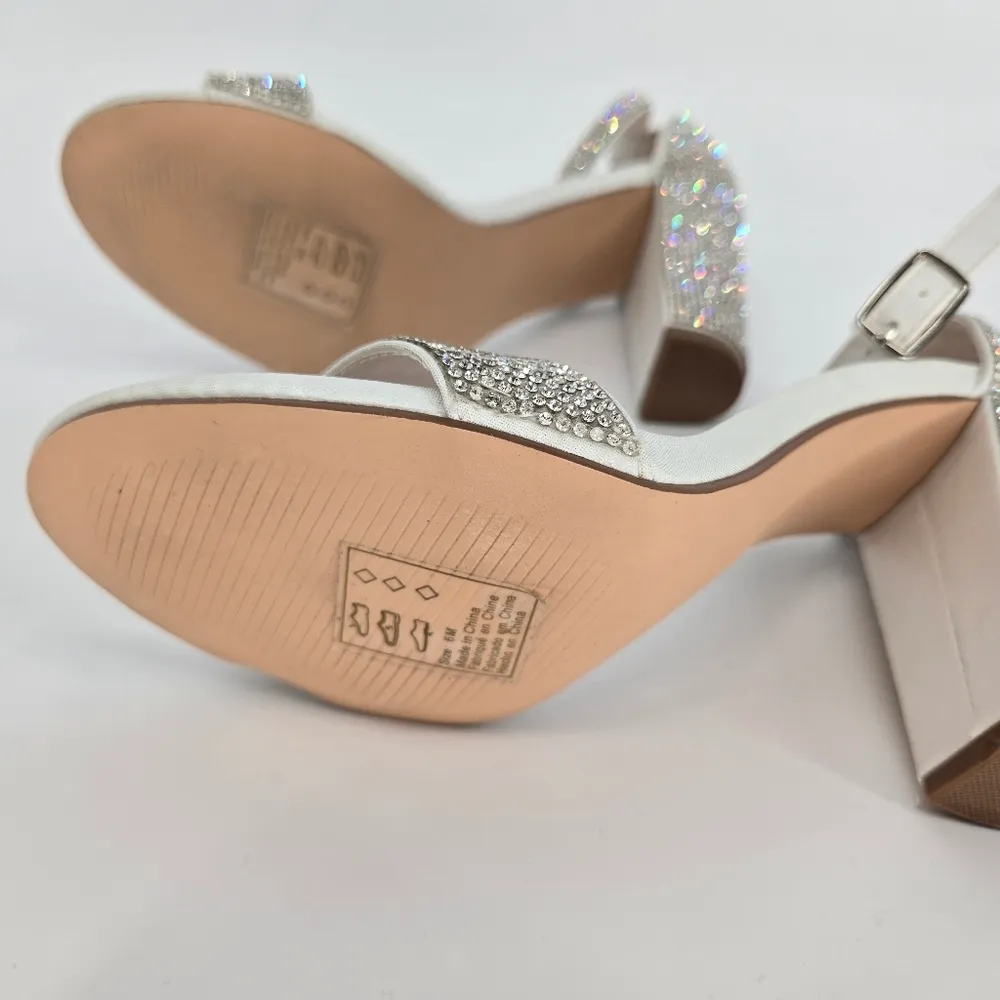 David's Bridal David'd Bridal Britt Glitter Wedding Block Shoes Size 6- 4 in heel New - Image 10