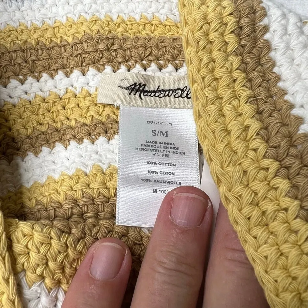 Madewell Womens Crocheted Bucket Hat Earthen Sand Stripe Size S/M NK774 - Image 5