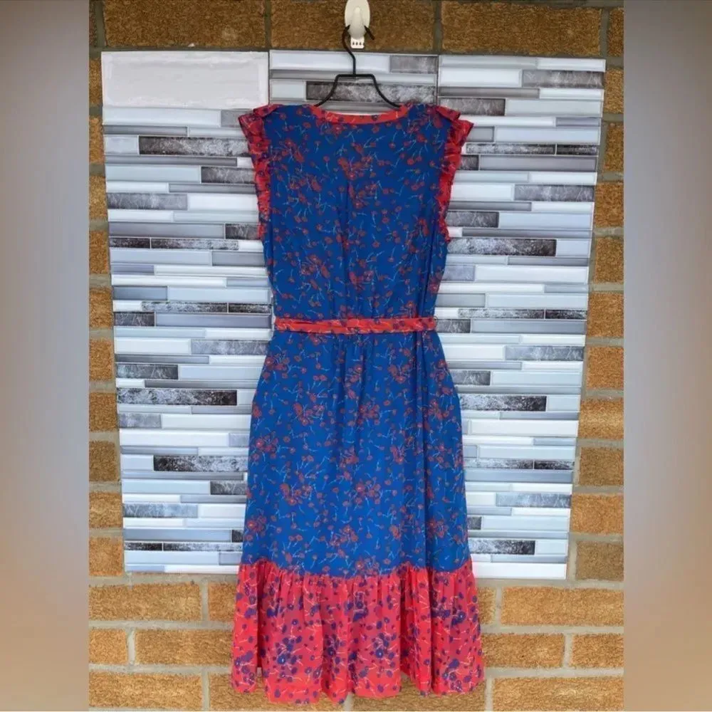 Boden Elise Coral Cyan Meadow Floral
Midi Dress 8 Blue - Image 11