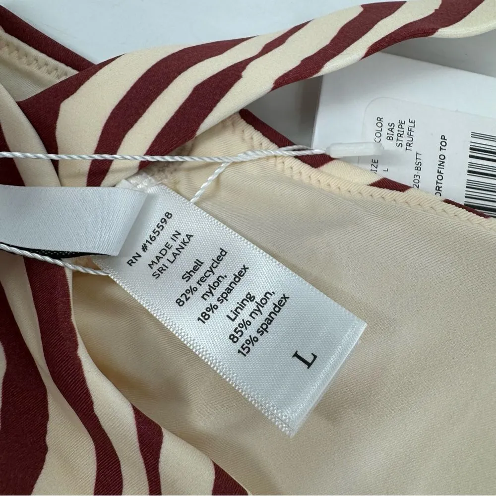 Andie The Portofino‎ Top Zebra Bias Stripe Truffle Bikini Twist Top New Lg - Image 6