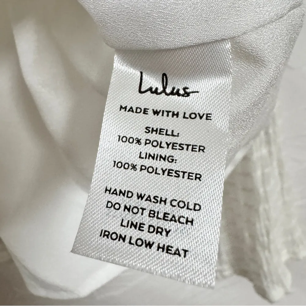 Lulus White Ribbed Long Sleeve Blouse Womens L V Neck Casual Classic Shirt Top Size L - Image 8