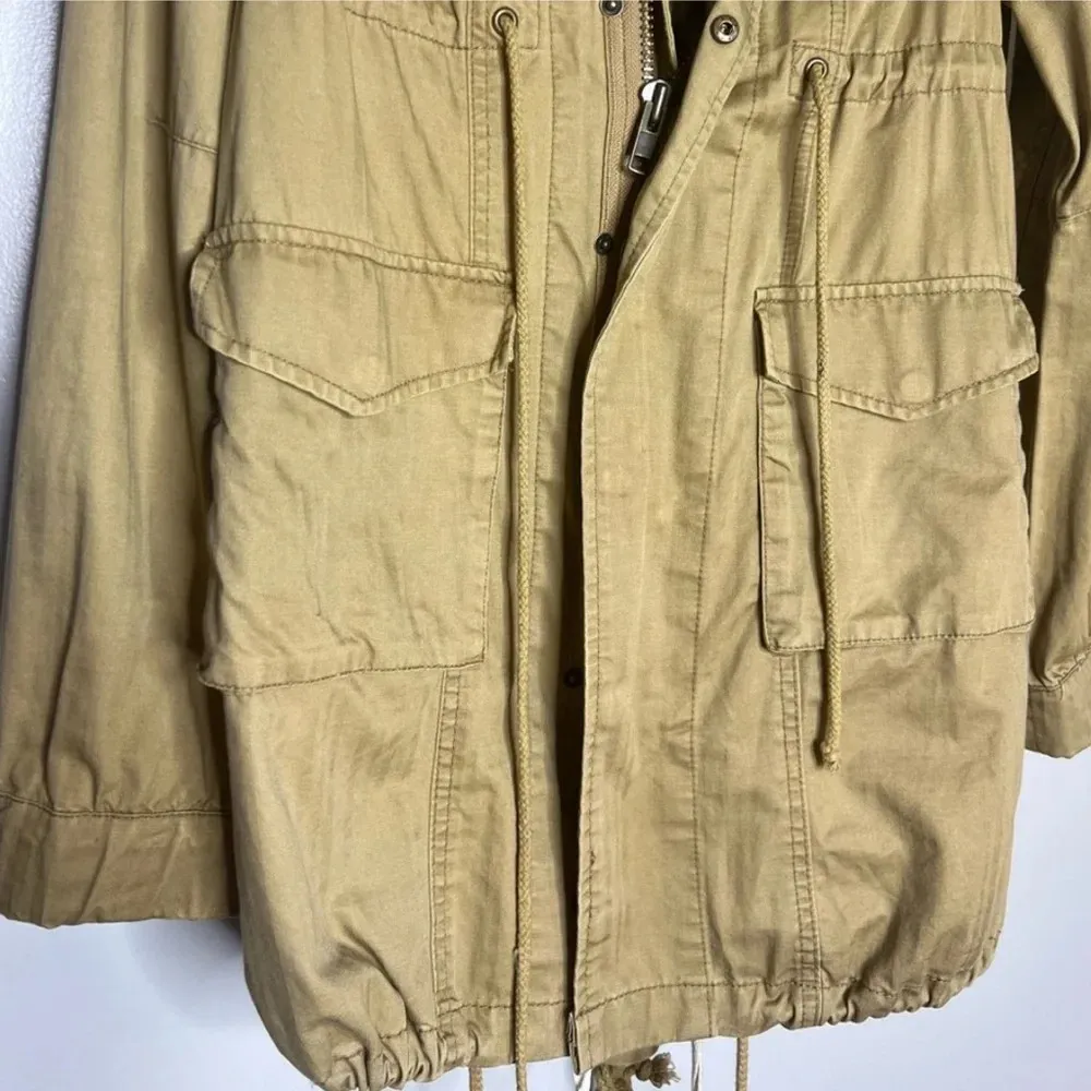 Free People We The Free Boho Field Parka Fur Trim Utility Jacket in Khaki barn - Image 9