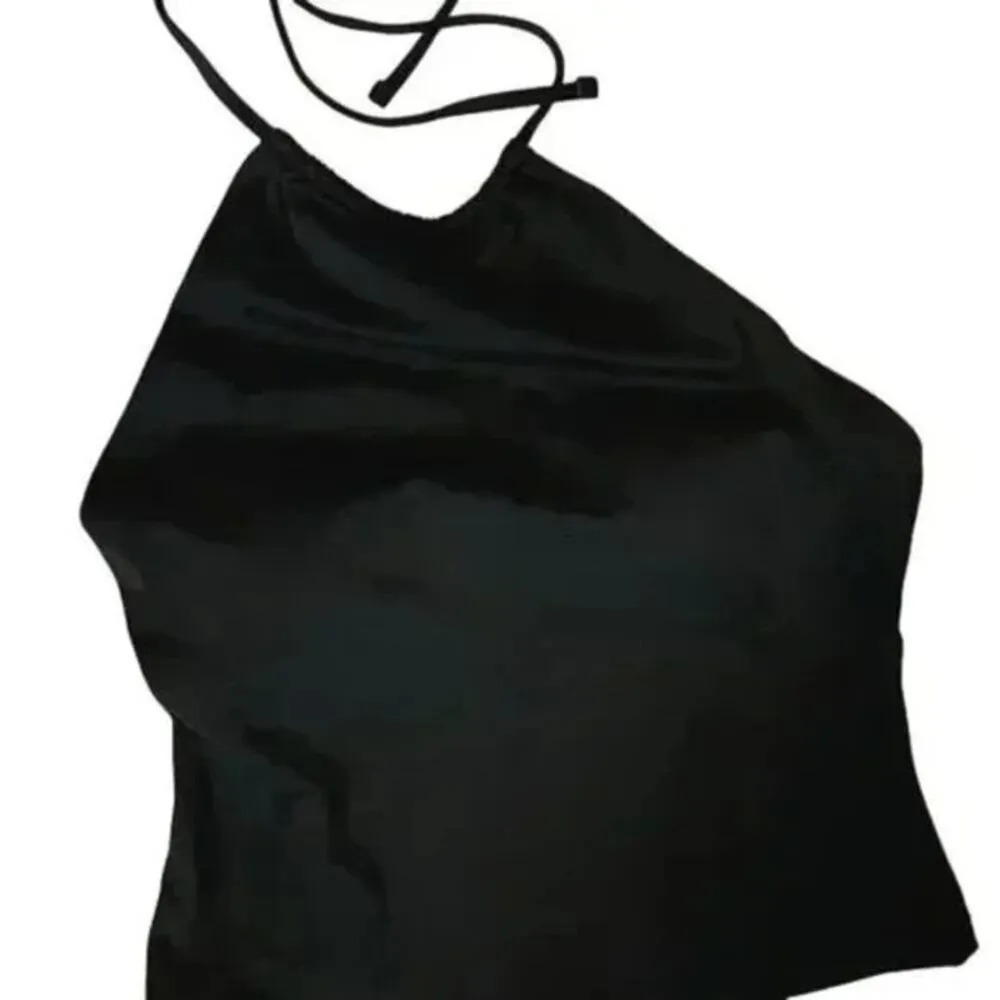 NWT Andie The Baja Tankini Tie Neck Swim Top Medium Bust Support S Black #3501 - Image 12