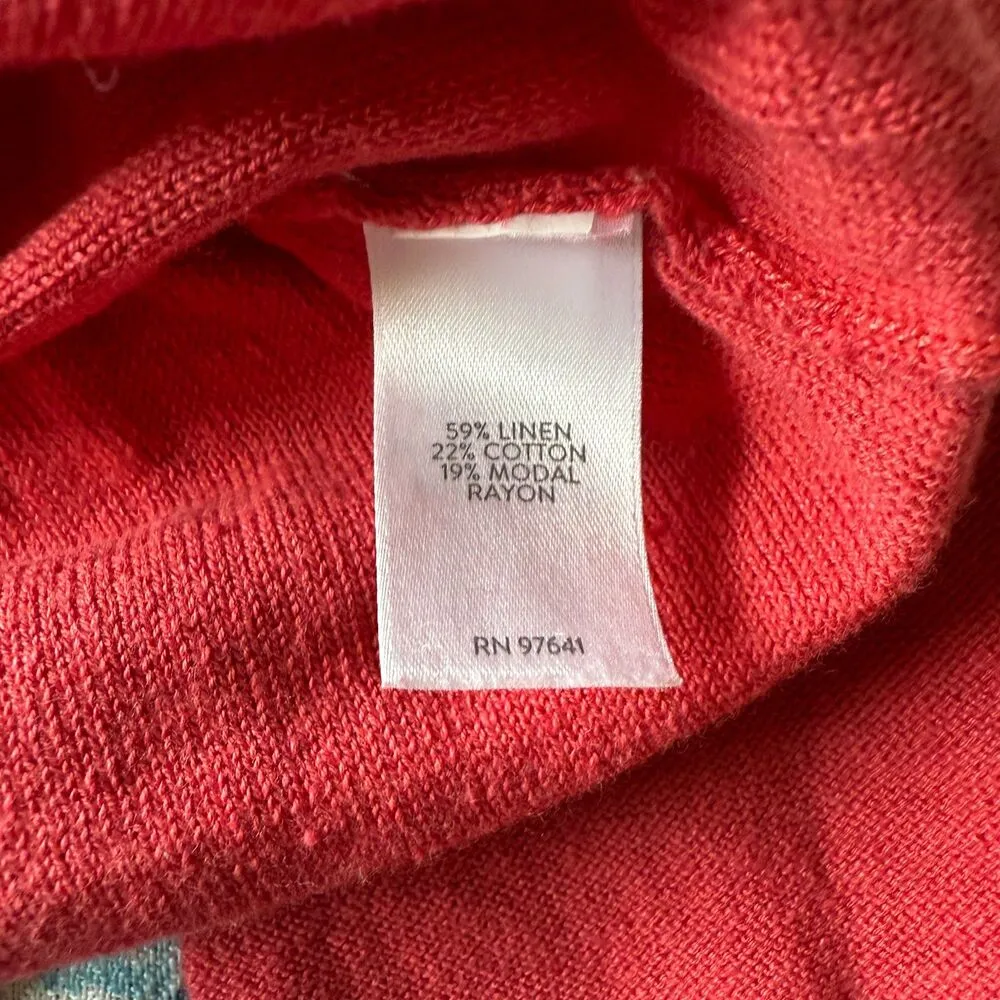 J. Jill Linen Cotton Blend 3/4 Sleeve Cooling Summer Top Shirt Boat Size Small Red - Image 4