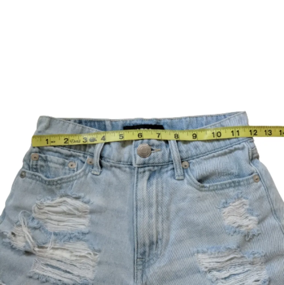 Areopostale Jean Shorts Distressed Lightwash Mom Shorts Size 00 - Image 3