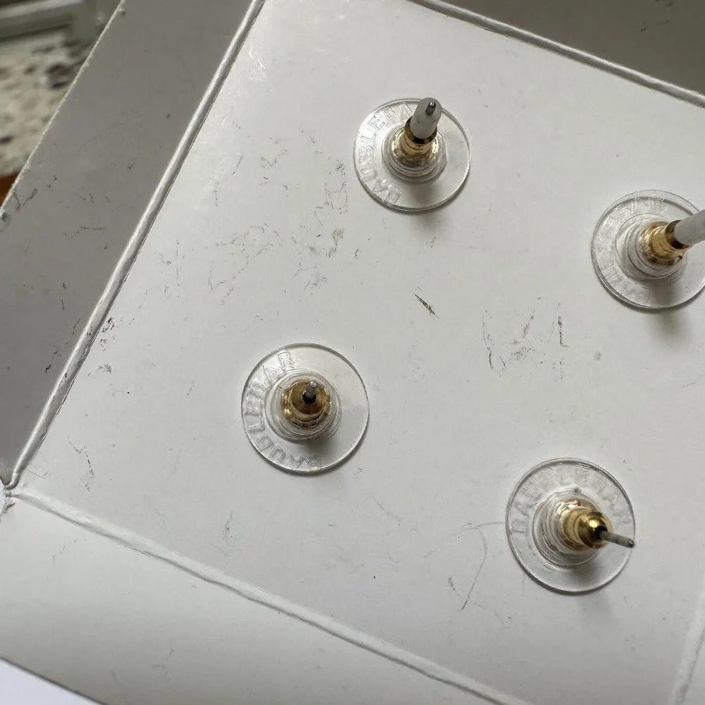 NWOT Baublebar Rhinestone Gold Tone Pierced Stud Earrings 2 Pack - Image 8