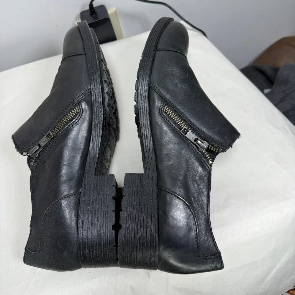 B.O.C. Black Leather D'Orleans Low Heel Zip Clogs Sz 9.5 - Image 5