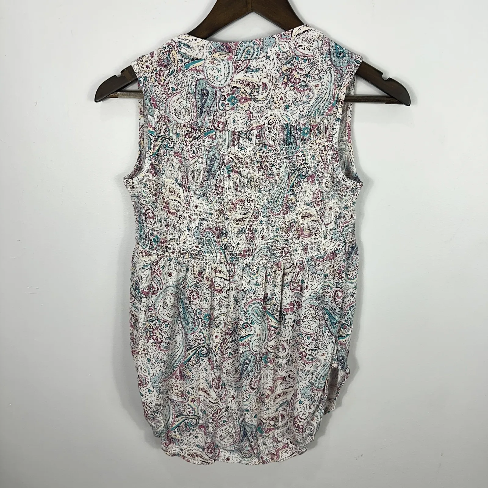 Knox Rose Shirt Womens XS Pink Blue Paisley Sleeveless Button Front Boho‎ Indie - Image 6