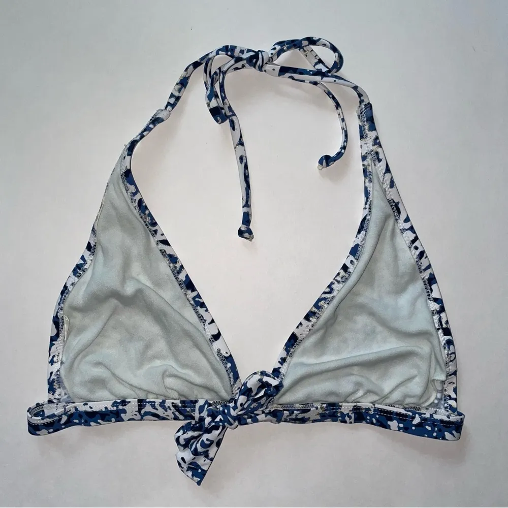 Merona Bikini Top Boho Blue White Metallic Halter Tie Size Small - Image 3