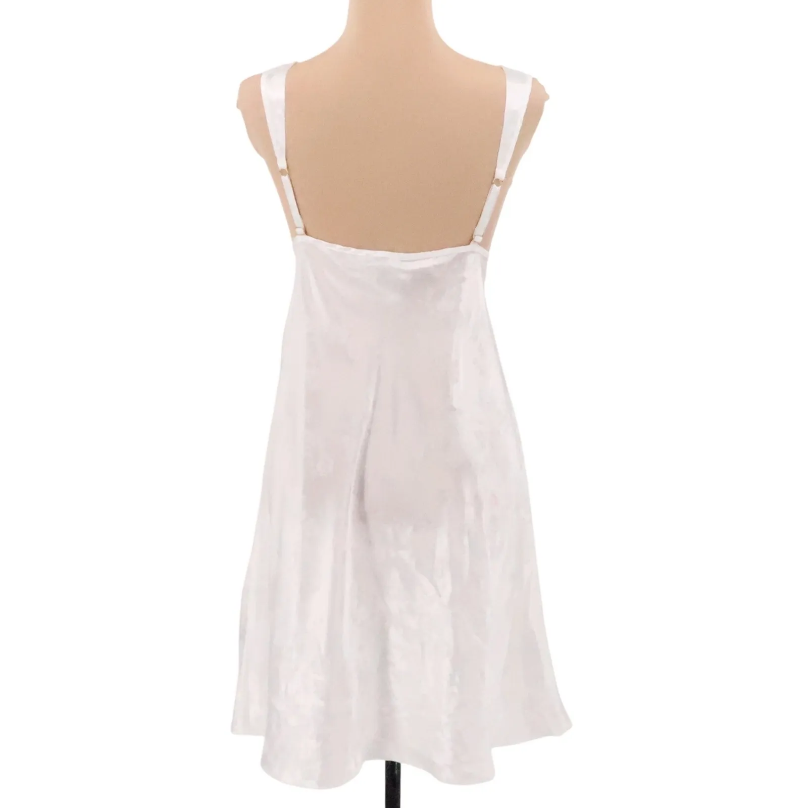 Vintage Y2K White Floral Slip Dress Lace Sequin Bridal Coquette Lingerie Size XL - Image 2