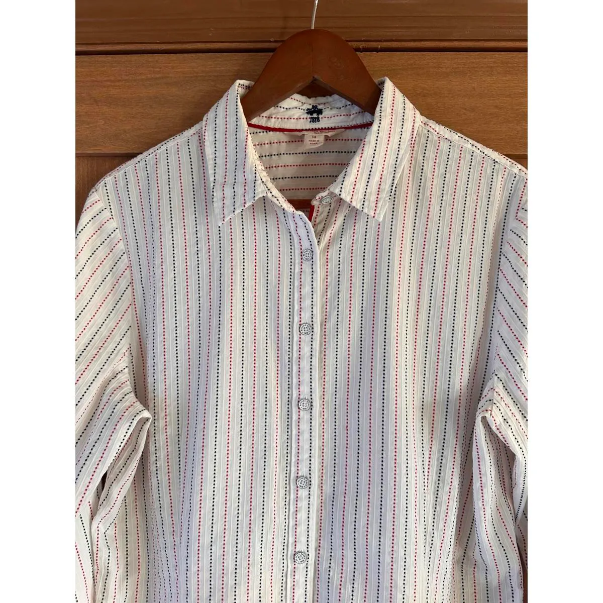 Brooks Brothers Red Fleece Women’s Button Up Blouse White / Red Striped size 14 - Image 5
