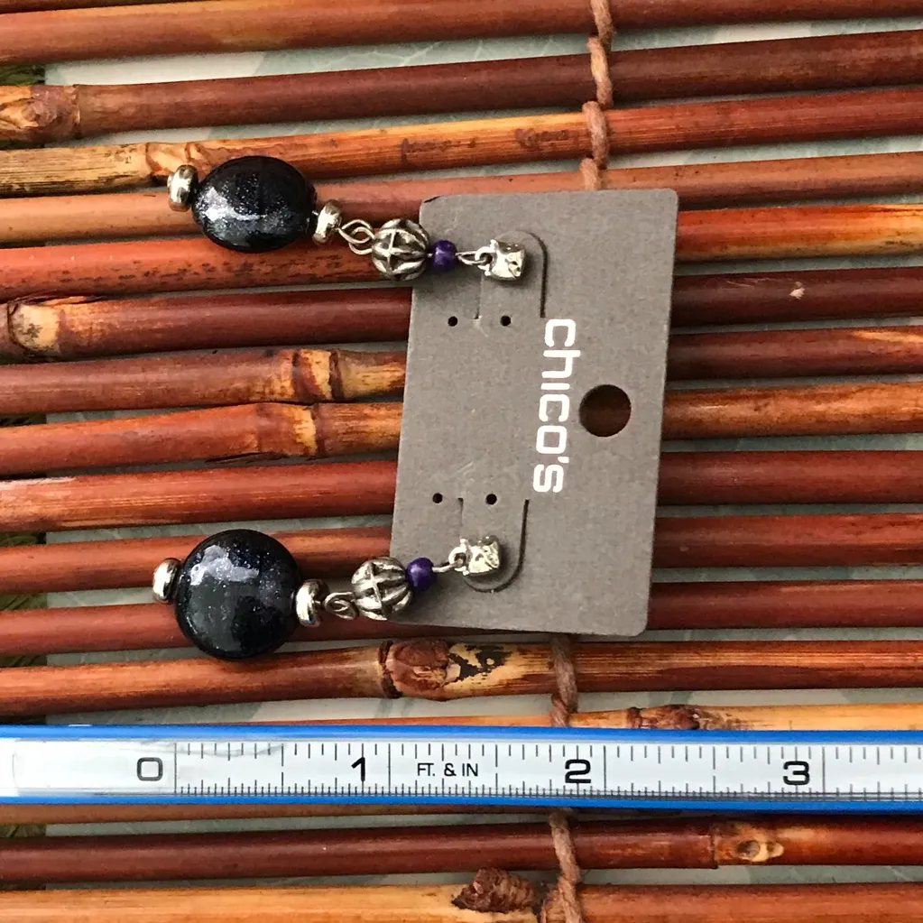 Chico’s Blue Dangle Post Silver Tone Earrings NWT - Image 4