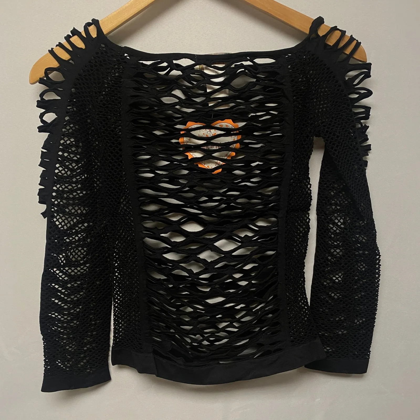 Black Fishnet Cutout One Size Shredded Grunge Punk Gothic Dark Feminine Gothcore - Image 4