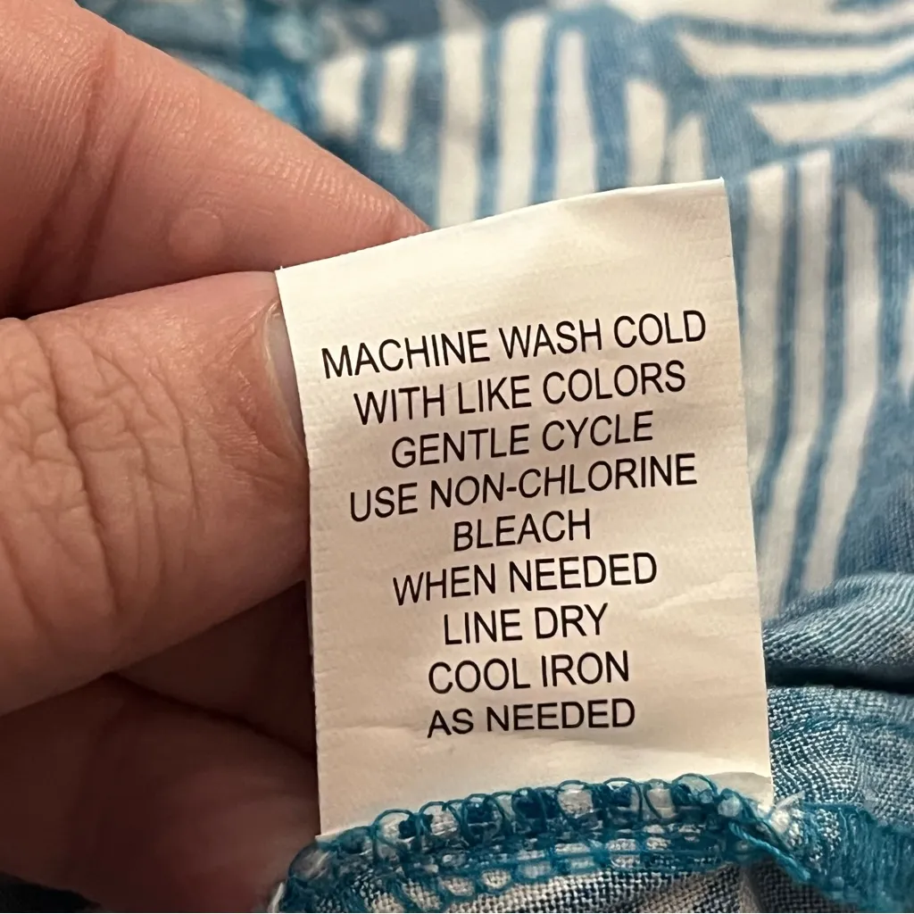 Blue Island Strapless Wide Leg Jumpsuit Tie Back Floral Print Teal/White M - Image 4