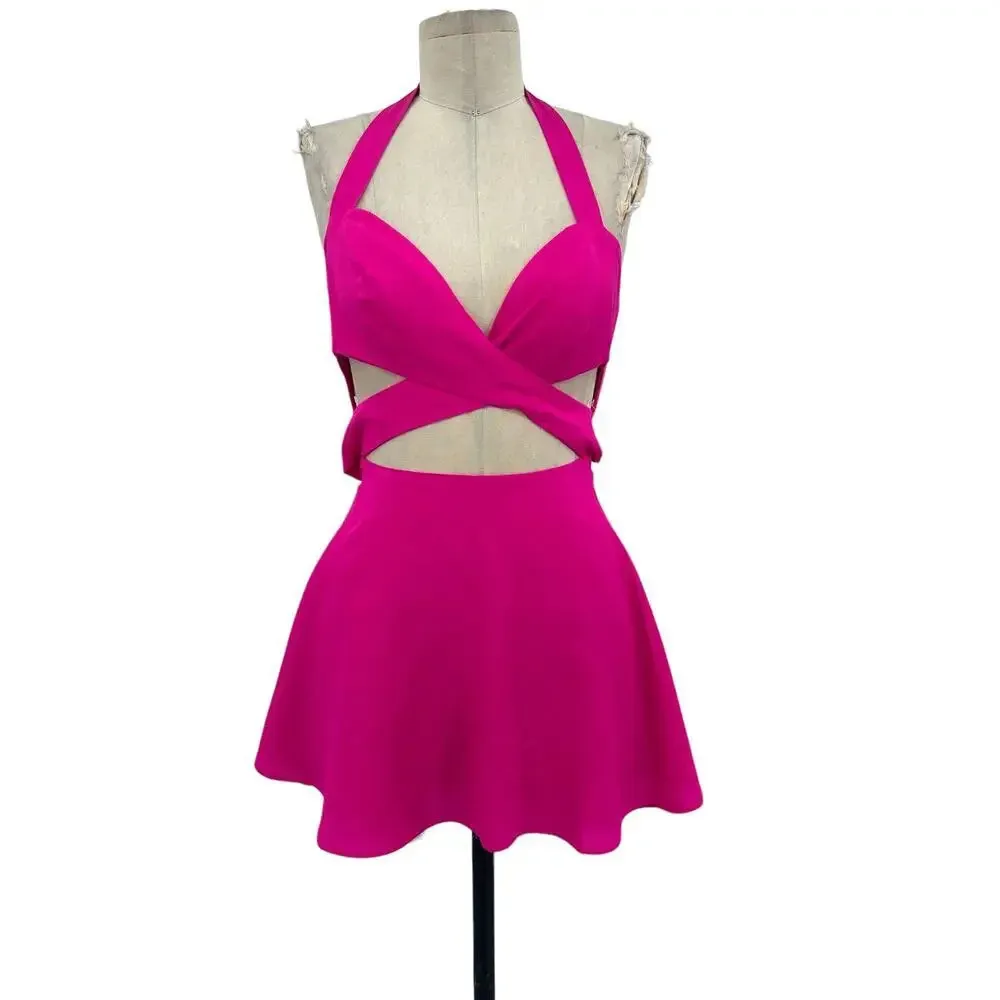Naven x NBD Hot Pink Criss Cross‎ Cut Out Dress Revolve Size 0 - Image 3