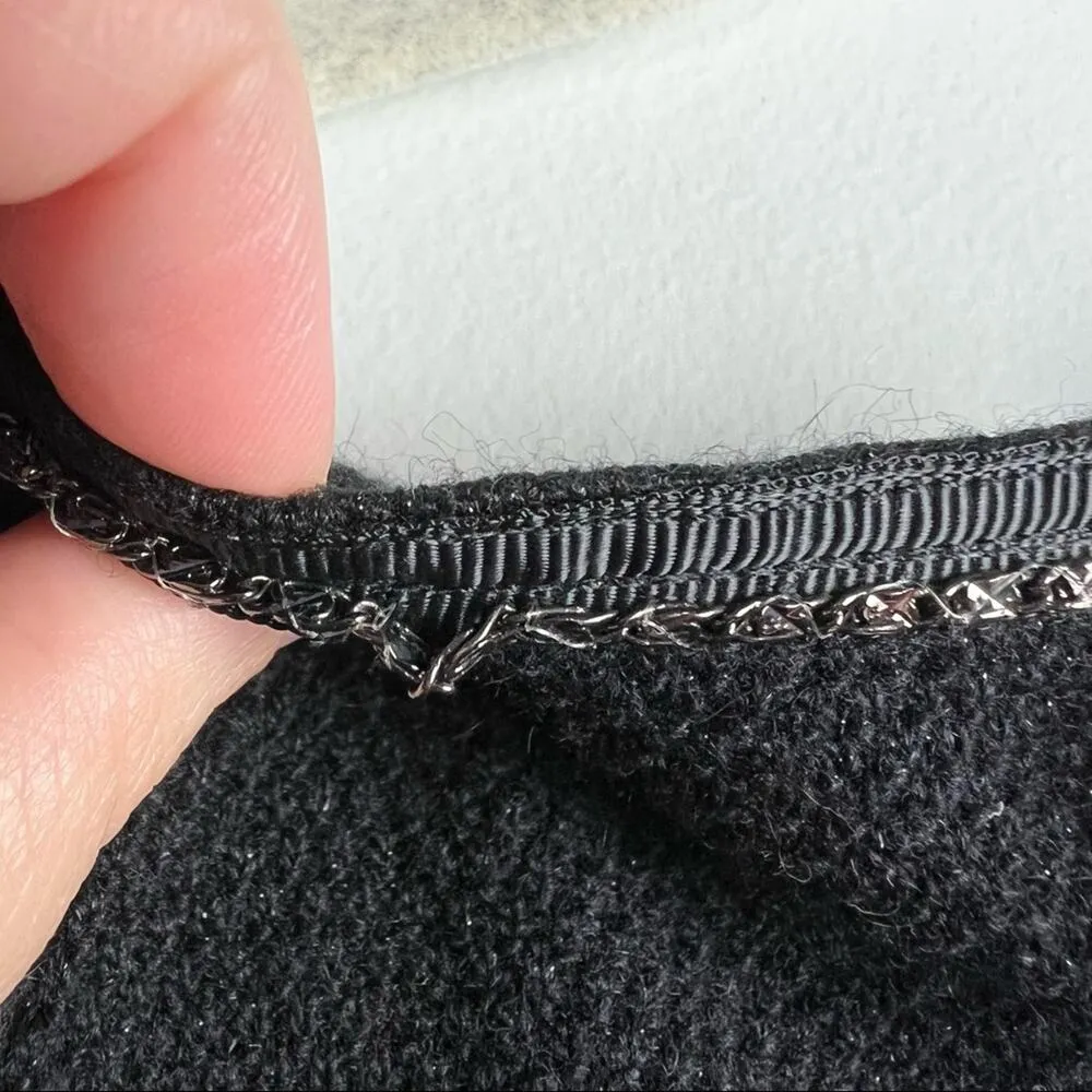 NEW Black Metallic Chain Neck Pullover Bow Sweater S/M Preppy Barbie - Image 7