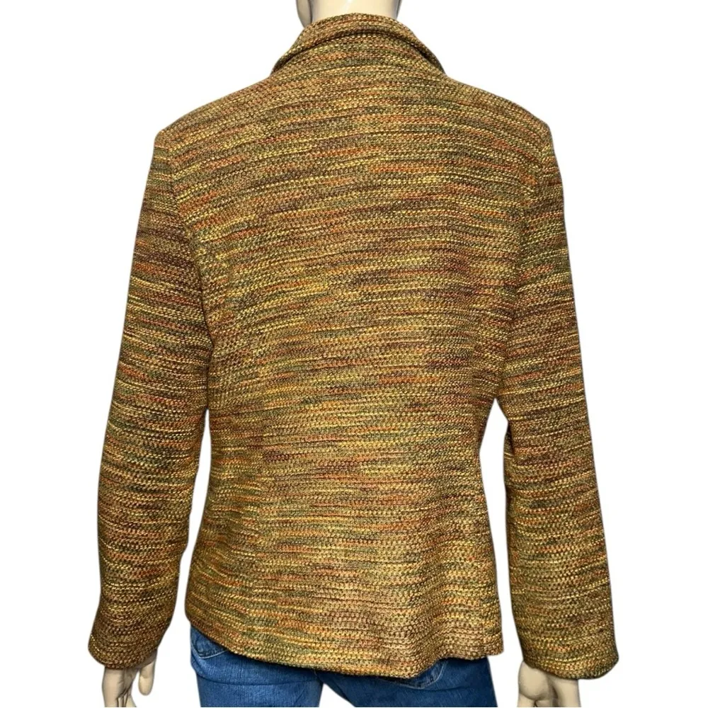 H&W New York Vintage Size 14 Brown Green Earth Tone Collared Button Front Jacket Tan - Image 5